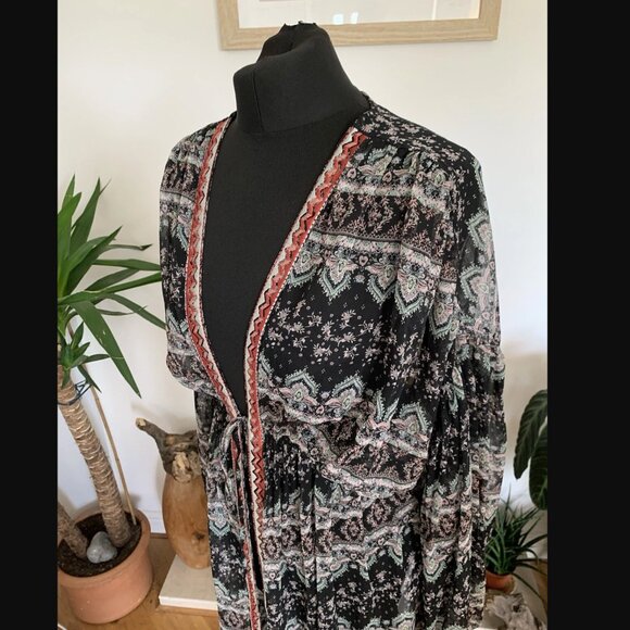 Zara Embroidered Sheer Boho Kaftan Robe - S - Picture 3 of 3